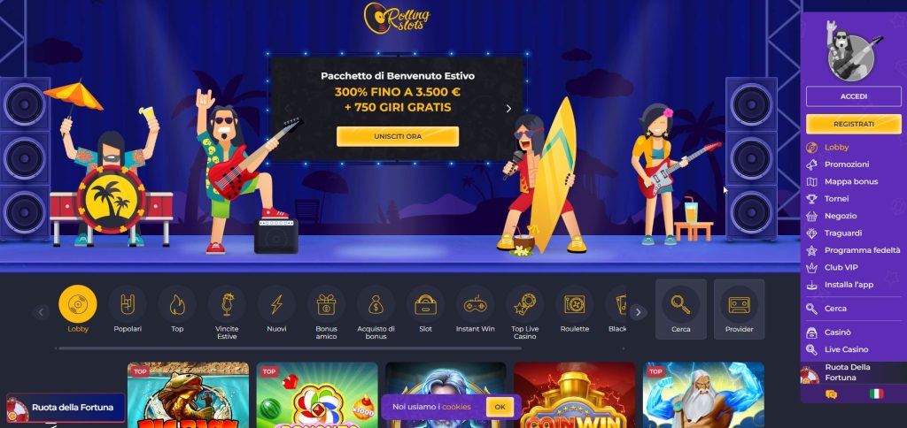 Chitarre, vinili e adrenalina: la homepage di RollingSlots trasforma il casinò in un palcoscenico rock dove ogni spin è un assolo indimenticabile